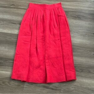 ILYA Red Vintage Linen Blend Midi Skirt Women Size 10 NWT